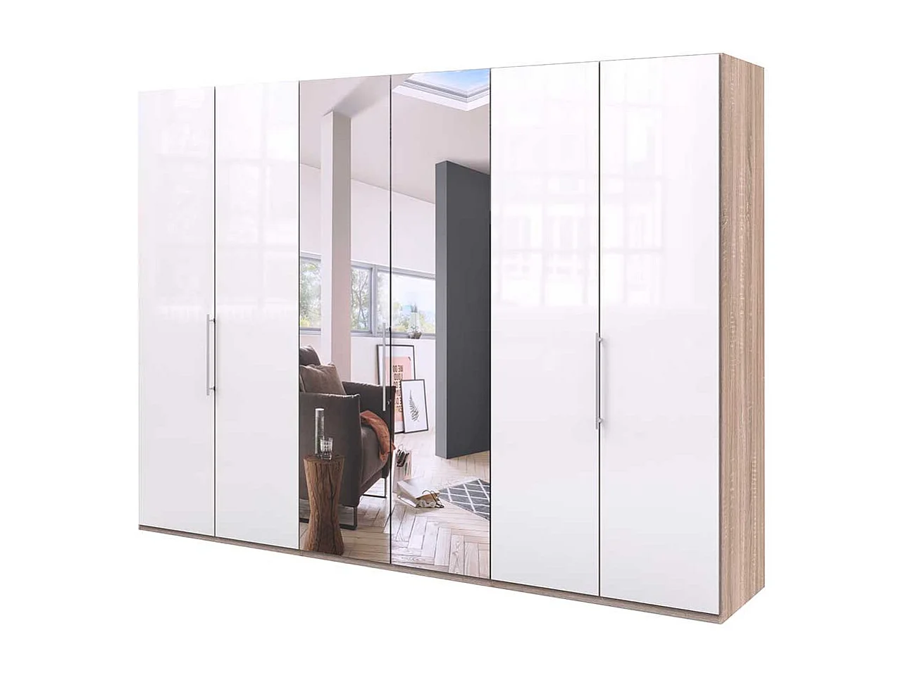 Spiegel Schlafzimmerkleiderschrank mit drei Falttüren modern