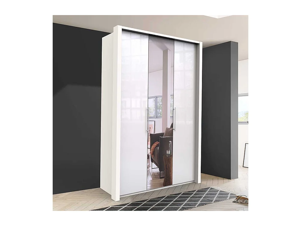Spiegelkleiderschrank in Weiß Falttüren