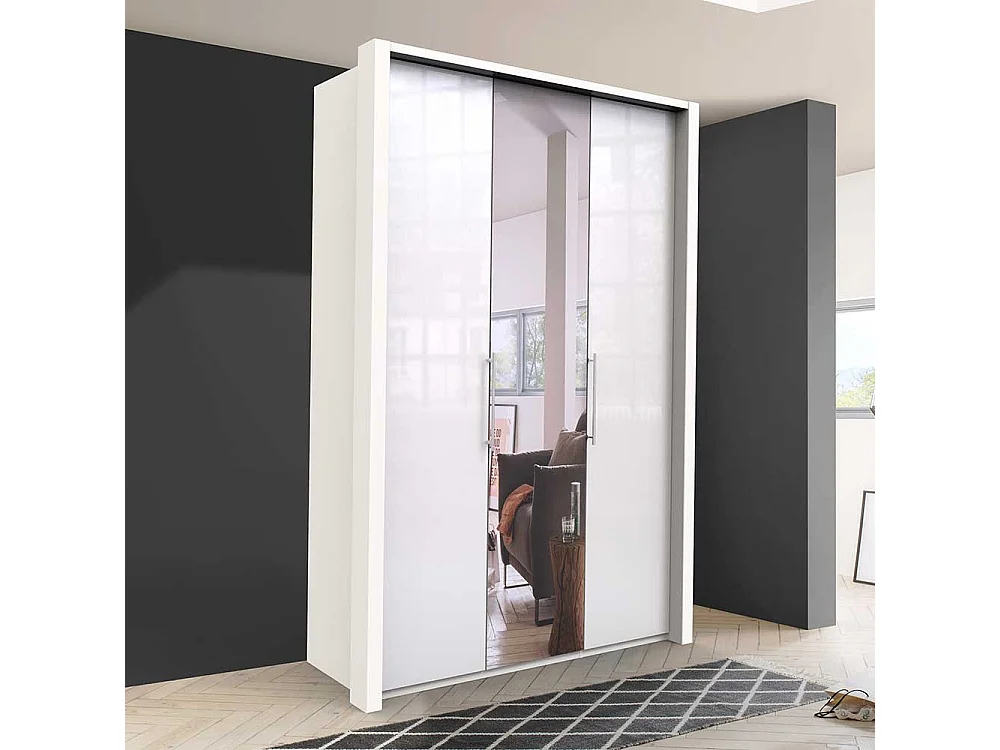 Spiegelkleiderschrank in Weiß Falttüren