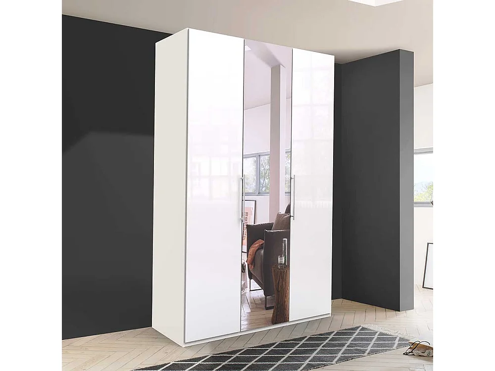 Spiegelkleiderschrank in Weiß Falttüren