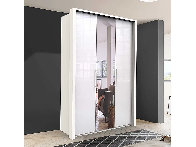 Spiegelkleiderschrank in Weiß Falttüren