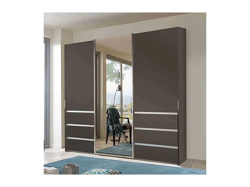 Schiebeschrank braun modern mit Spiegeltür 250 cm breit