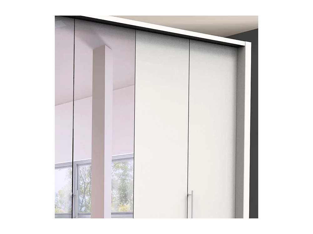 Weißer Falttürenankleideschrank mit Spiegel acht Schubladen