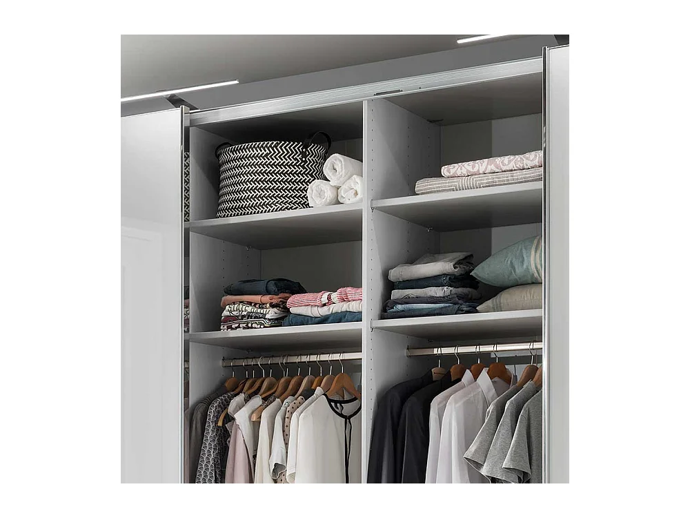 Schlafzimmerkleiderschrank in Weiß und Hellgrau 300 cm breit