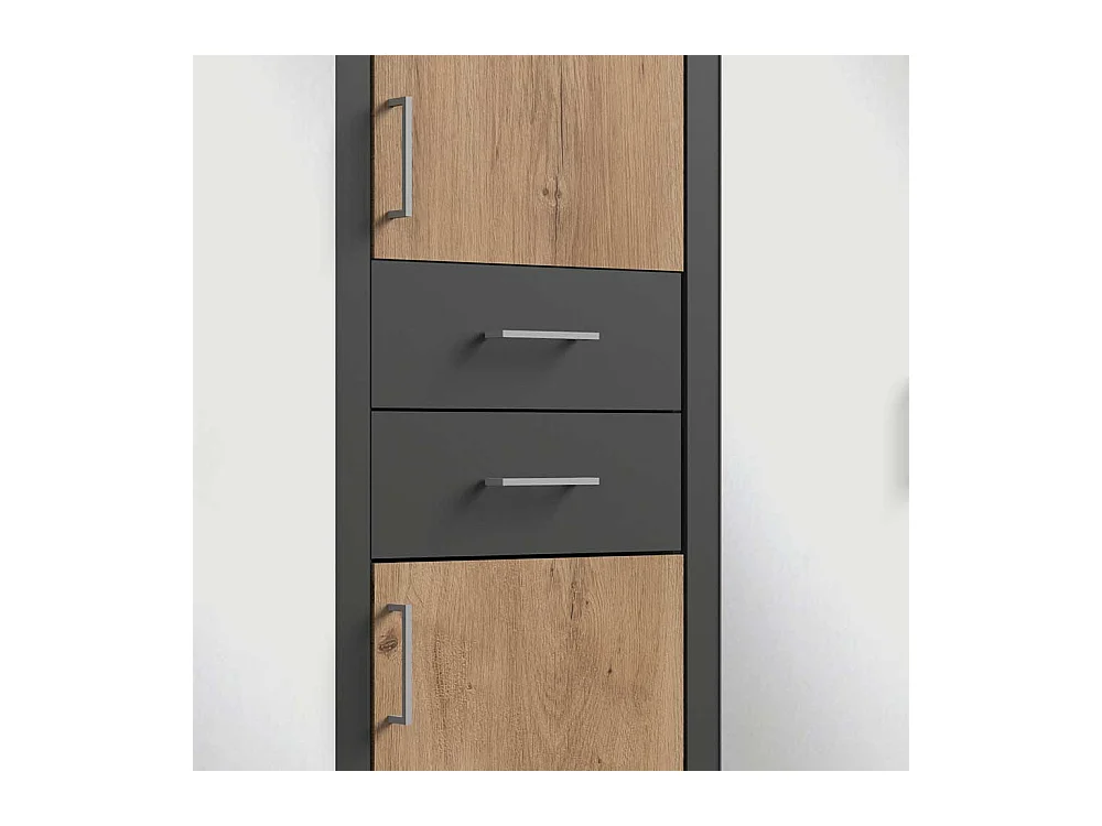 Großer Schlafzimmerkleiderschrank in Plankeneiche Dunkelgrau