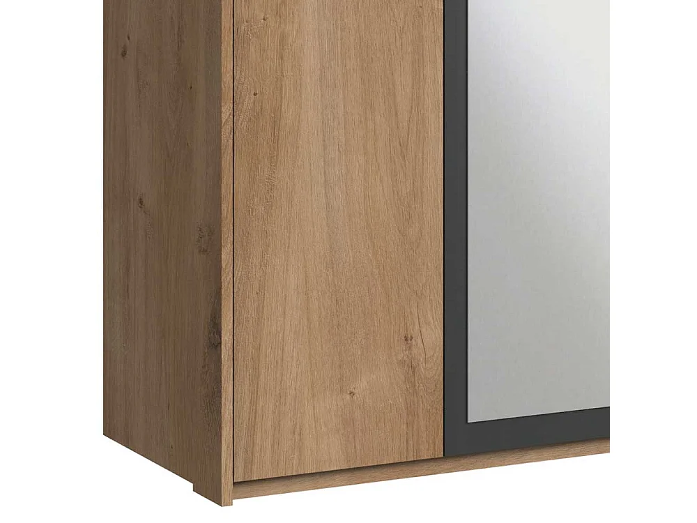 Großer Schlafzimmerkleiderschrank in Plankeneiche Dunkelgrau