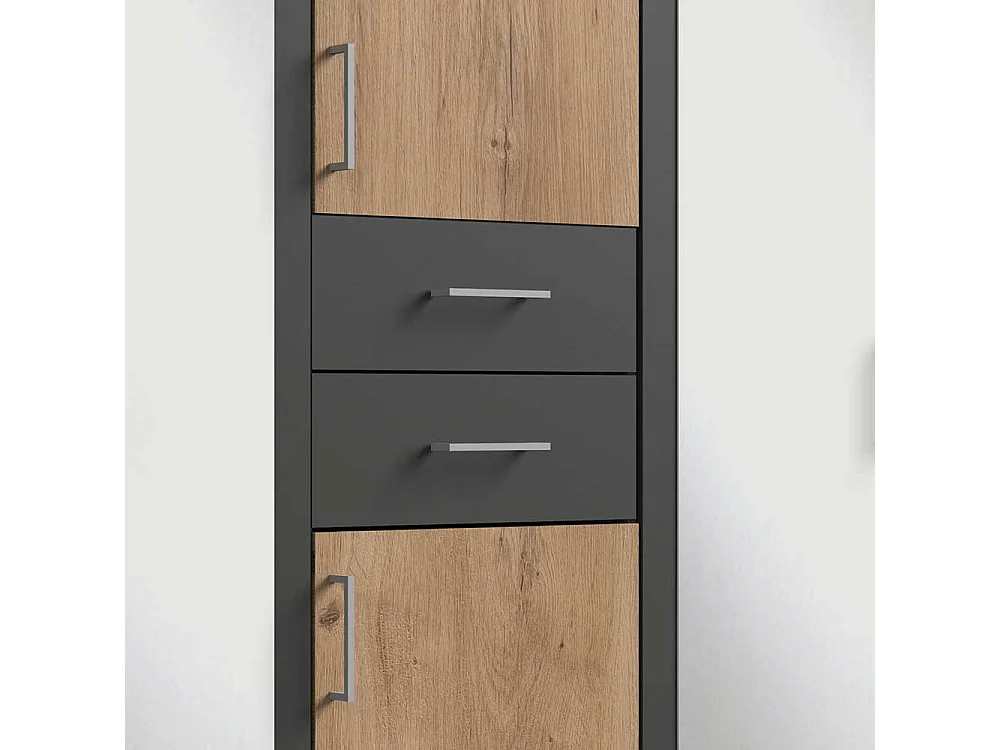 Großer Schlafzimmerkleiderschrank in Plankeneiche Dunkelgrau