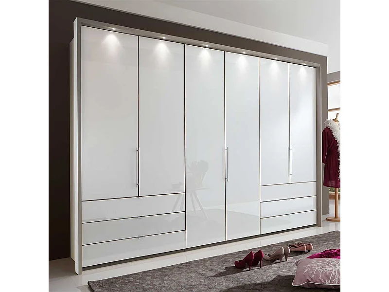 Schlafzimmerkleiderschrank in Hellgrau und Weiß Falttüren