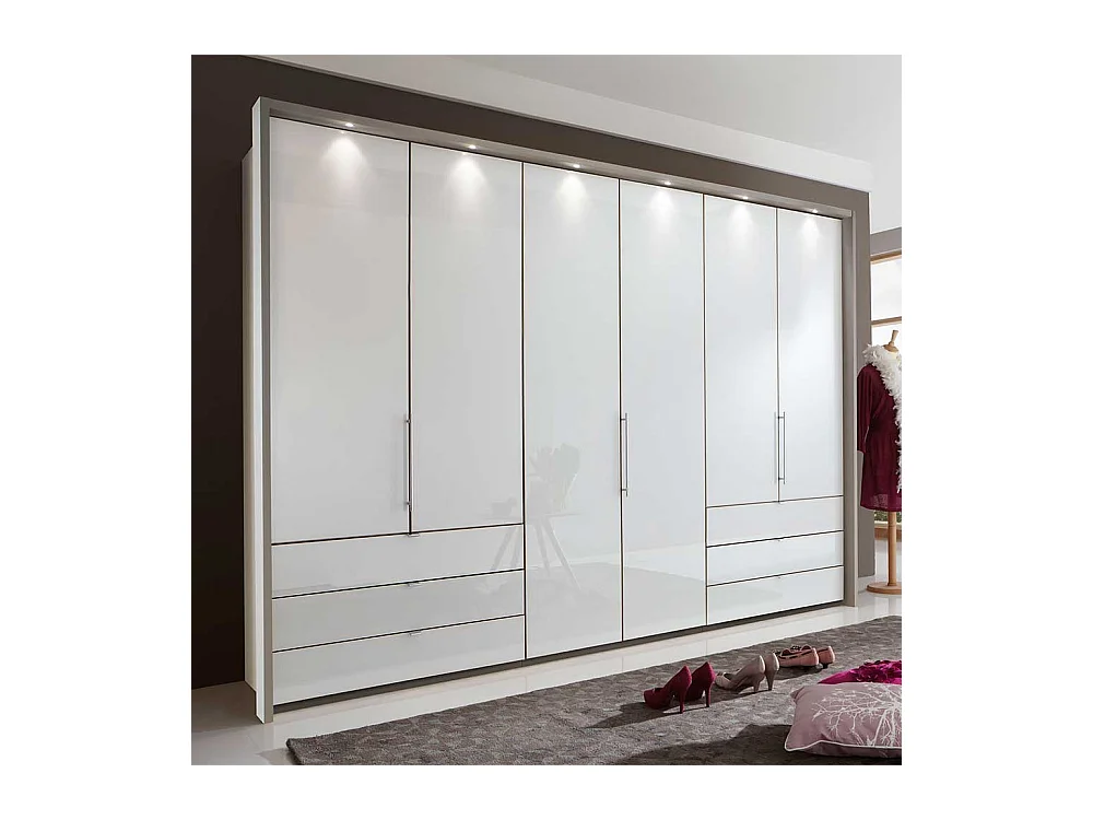 Schlafzimmerkleiderschrank in Hellgrau und Weiß Falttüren