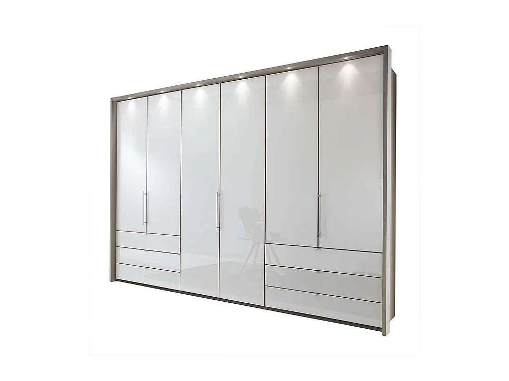 Schlafzimmerkleiderschrank in Hellgrau und Weiß Falttüren