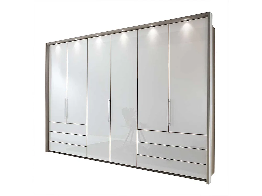Schlafzimmerkleiderschrank in Hellgrau und Weiß Falttüren