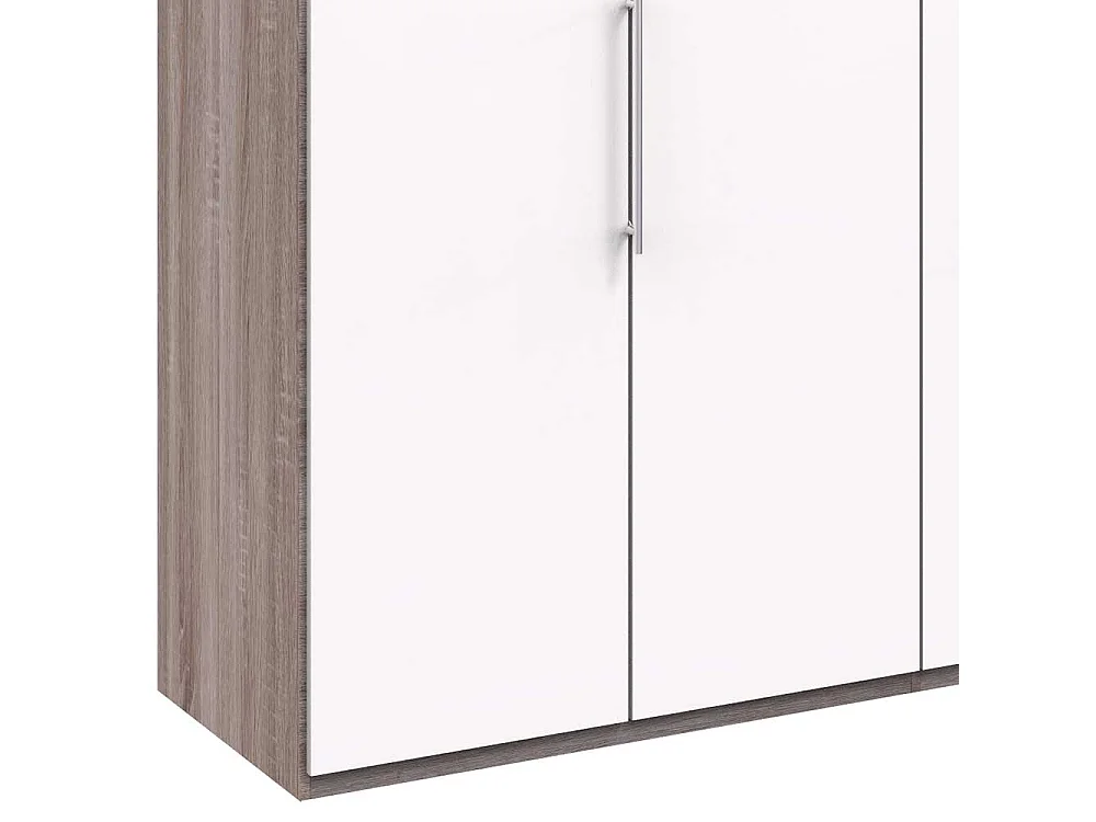 Moderner Jugendschrank mit Falttüren Weiß Eiche Trüffelfarben