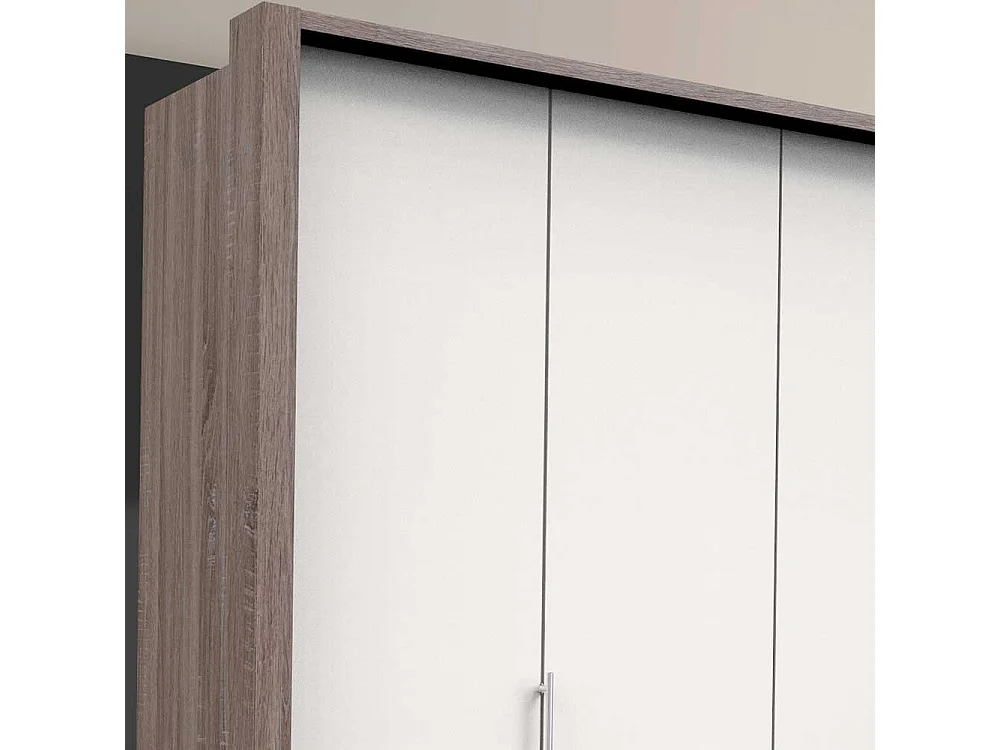 Moderner Jugendschrank mit Falttüren Weiß Eiche Trüffelfarben