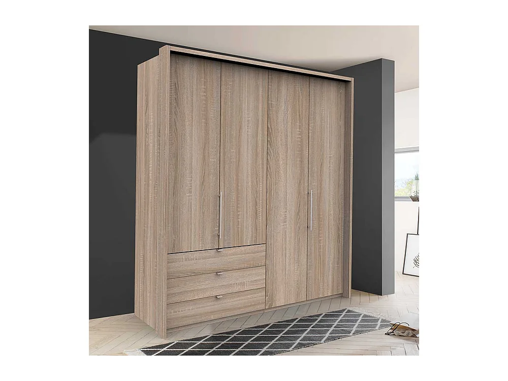 XL Ankleideschrank mit Falttüren und Schubladen Eiche Sägerau