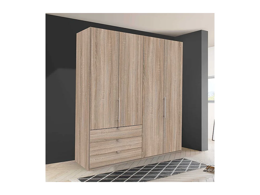 XL Ankleideschrank mit Falttüren und Schubladen Eiche Sägerau