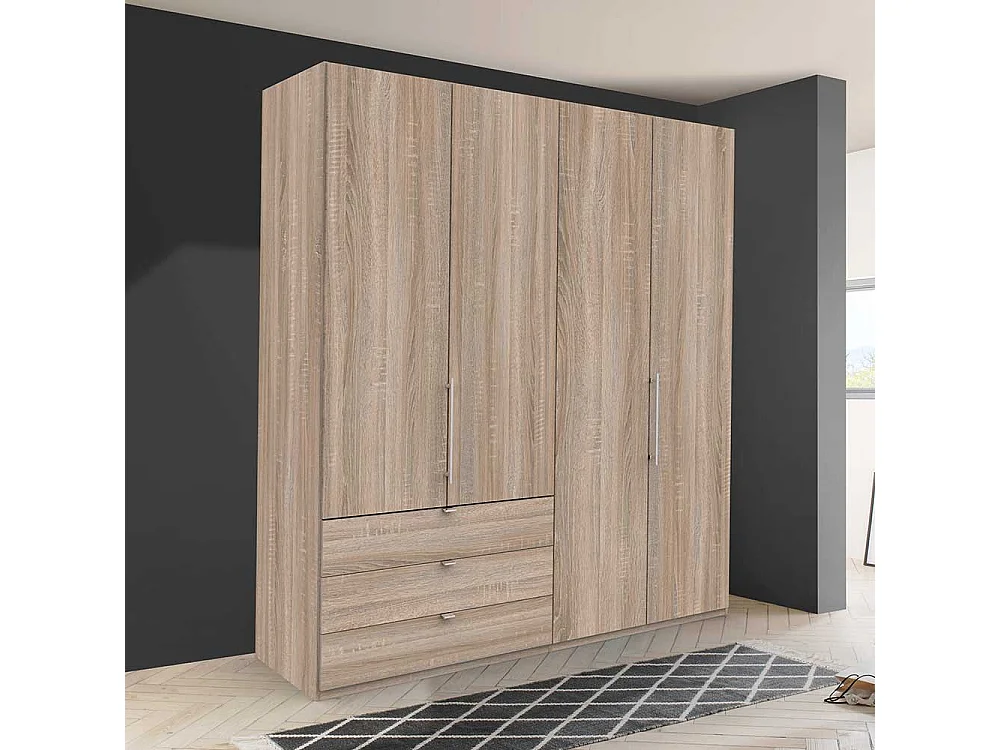 XL Ankleideschrank mit Falttüren und Schubladen Eiche Sägerau
