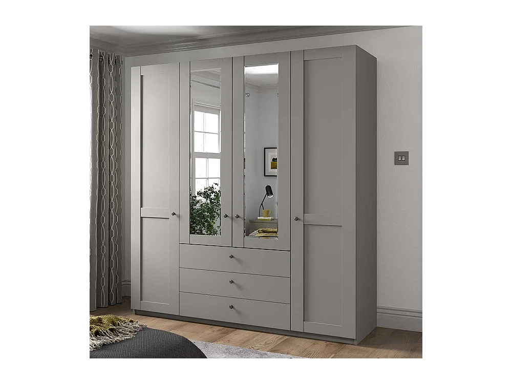 Schlafzimmerkleiderschrank Landhausstil in Hellgrau drei Schubladen