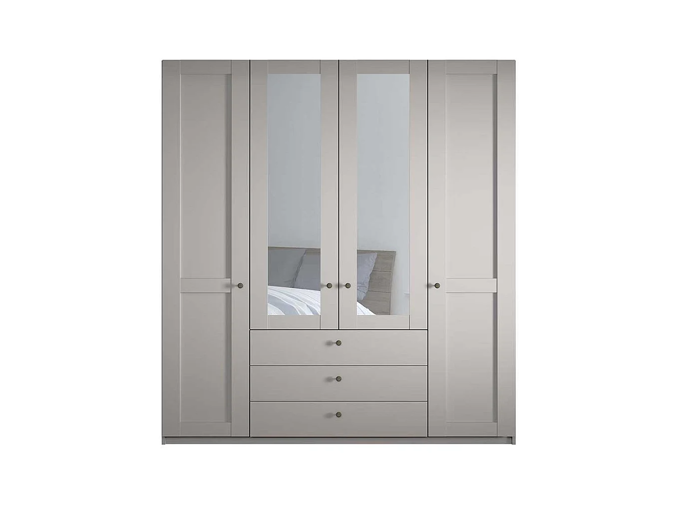 Schlafzimmerkleiderschrank Landhausstil in Hellgrau drei Schubladen