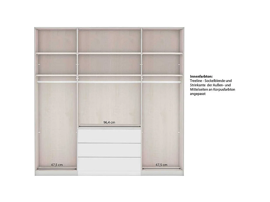 Schlafzimmerkleiderschrank Landhausstil in Hellgrau drei Schubladen