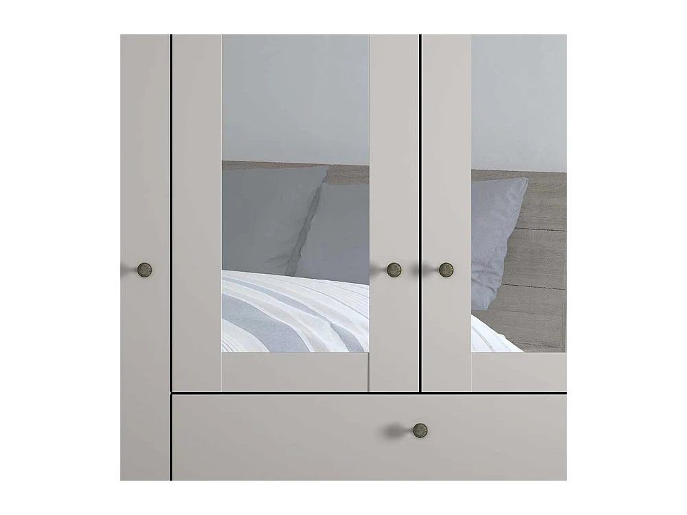 Schlafzimmerkleiderschrank Landhausstil in Hellgrau drei Schubladen