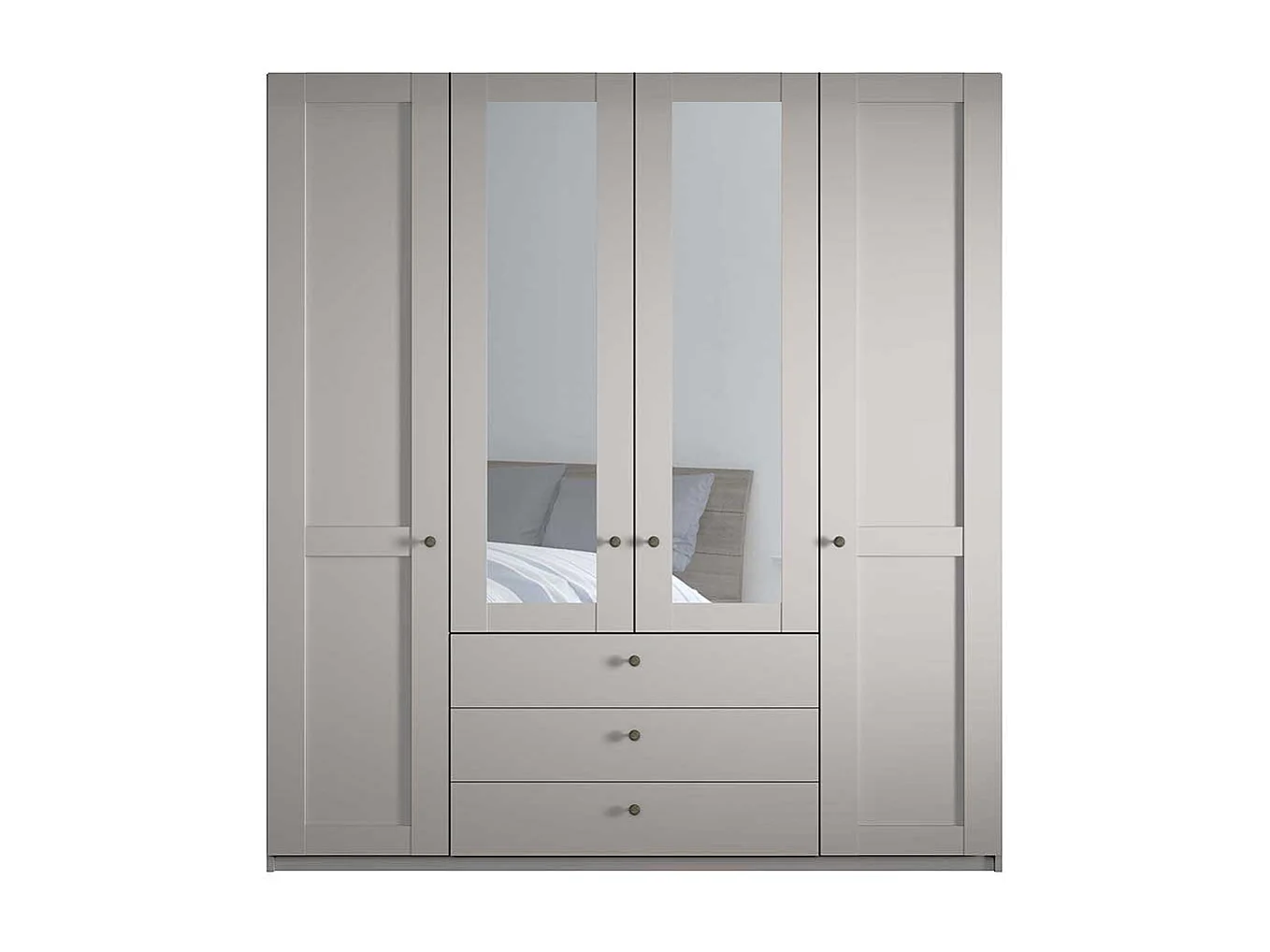 Schlafzimmerkleiderschrank Landhausstil in Hellgrau drei Schubladen