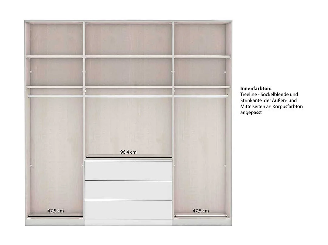 Schlafzimmerkleiderschrank Landhausstil in Hellgrau drei Schubladen