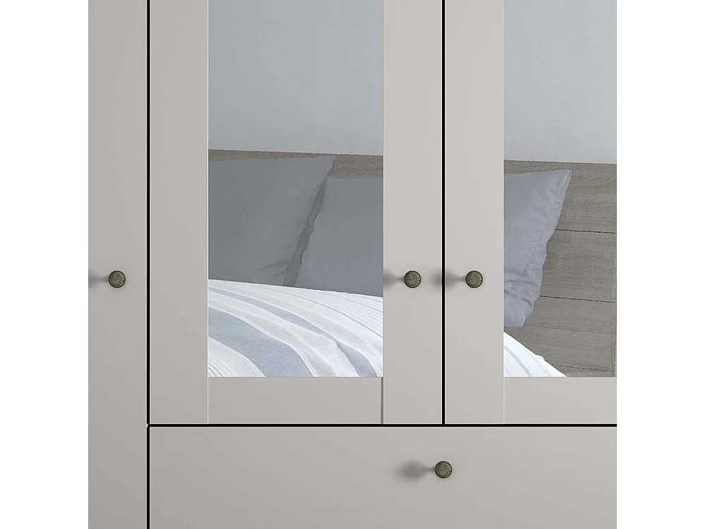 Schlafzimmerkleiderschrank Landhausstil in Hellgrau drei Schubladen