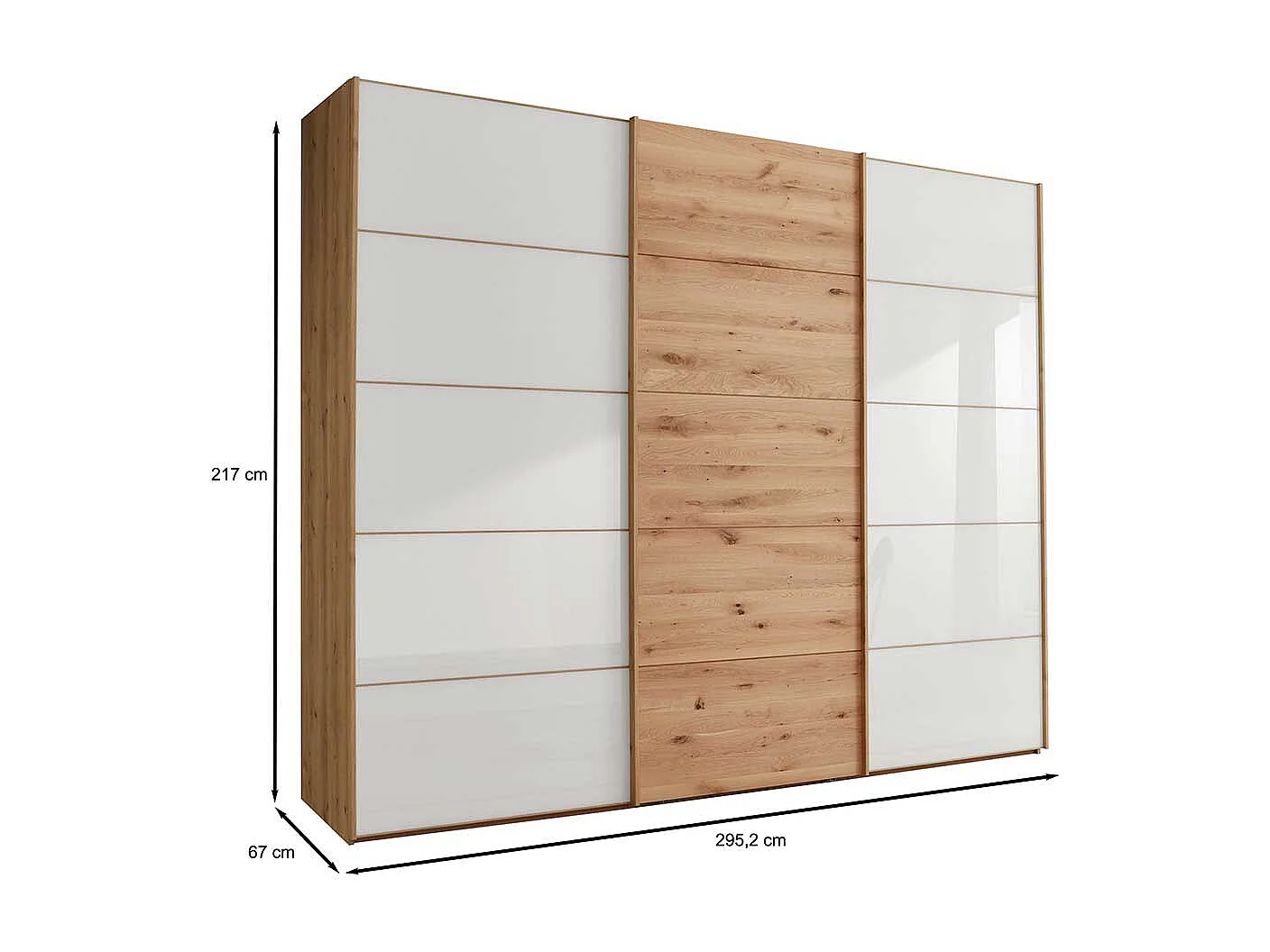 Schiebeschrank in Eiche Bianco Weiß glasbeschichtet