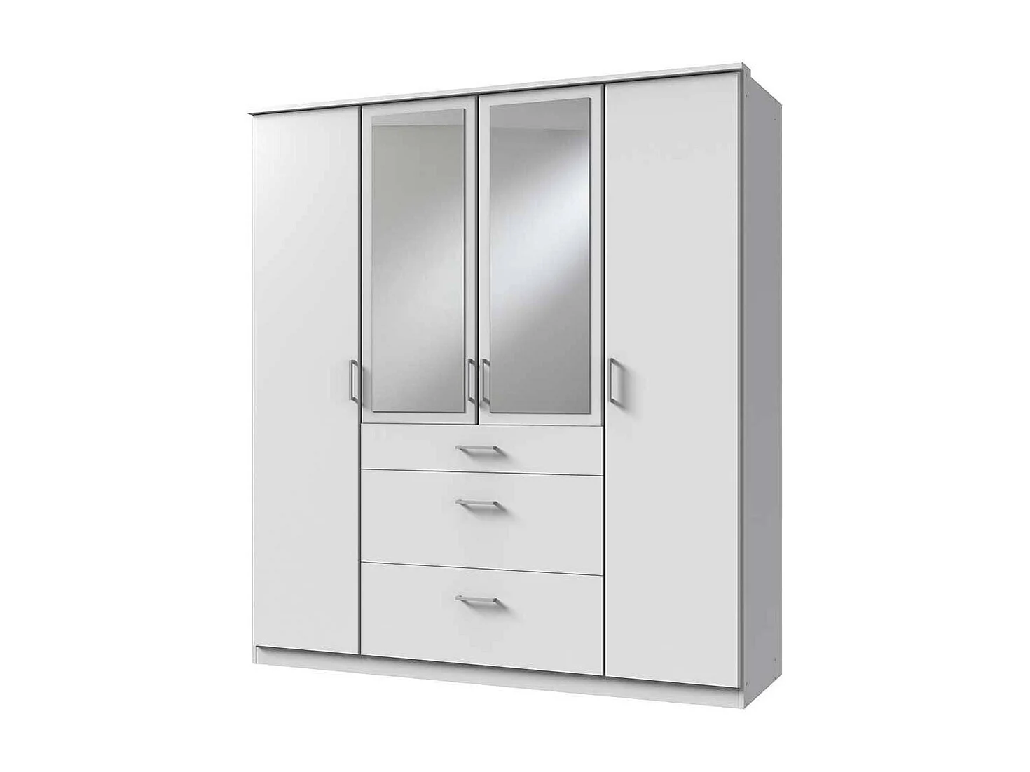 Spiegelkleiderschrank weiss mit drei Schubladen Made in Germany