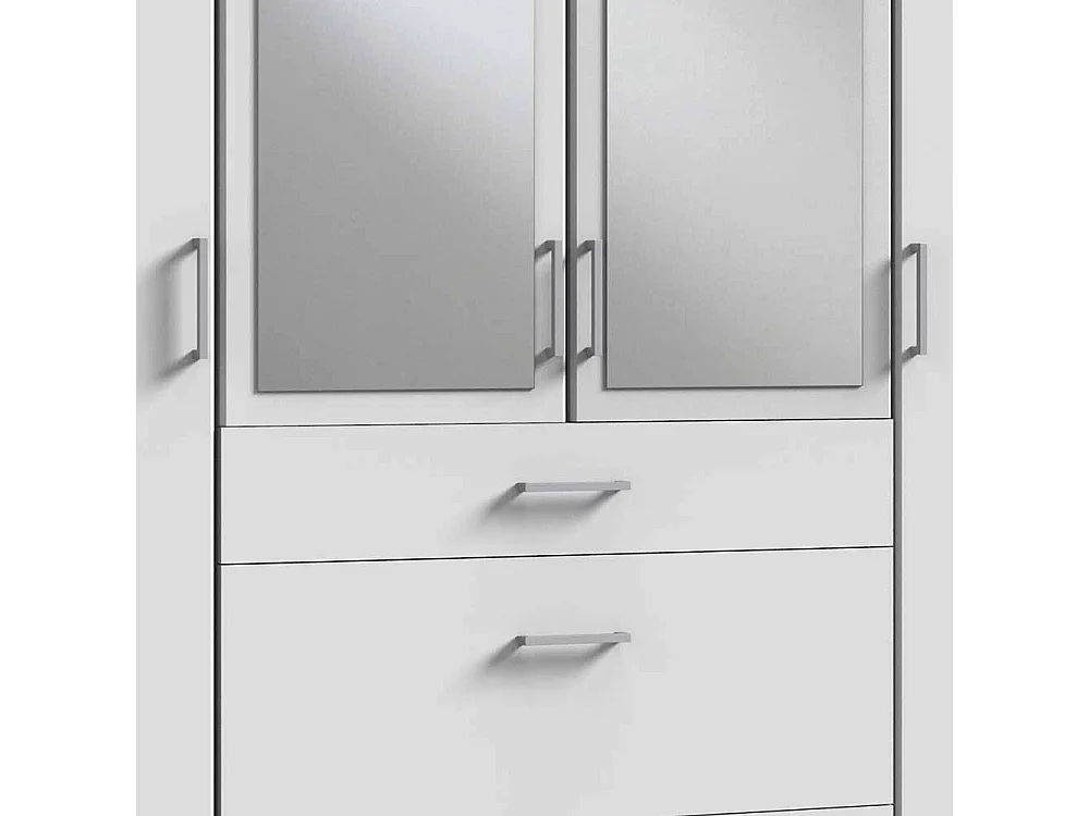 Spiegelkleiderschrank weiss mit drei Schubladen Made in Germany