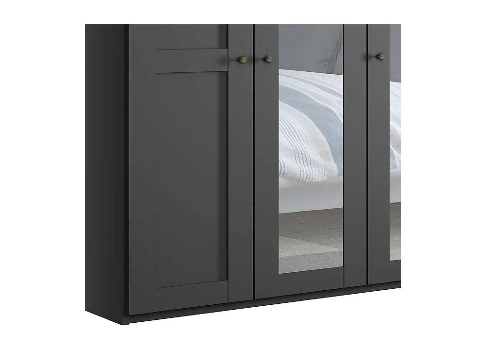 Schlafzimmerkleiderschrank 5türig in Dunkelgrau Eiche Bianco