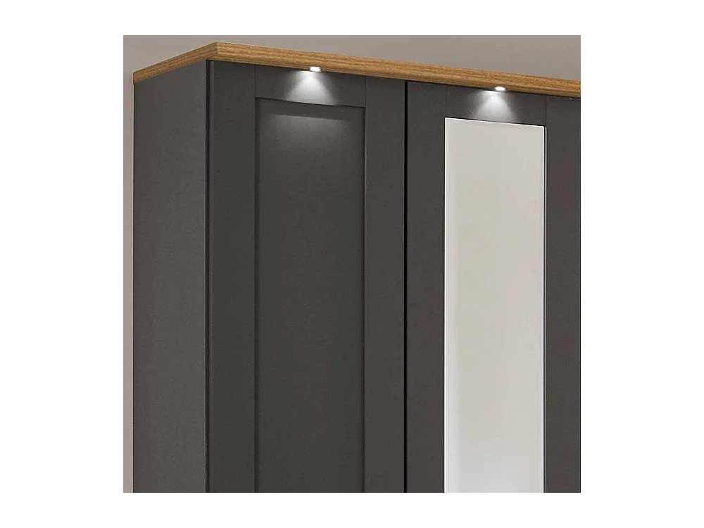 Schlafzimmerkleiderschrank 5türig in Dunkelgrau Eiche Bianco