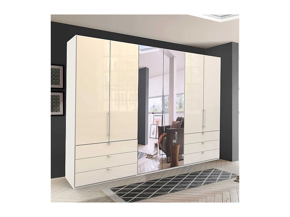 XL Schlafzimmerkleiderschrank mit Falttüren sechs Schubladen