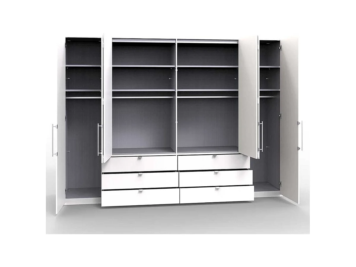 Schlafzimmerkleiderschrank in Weiß 4 türig