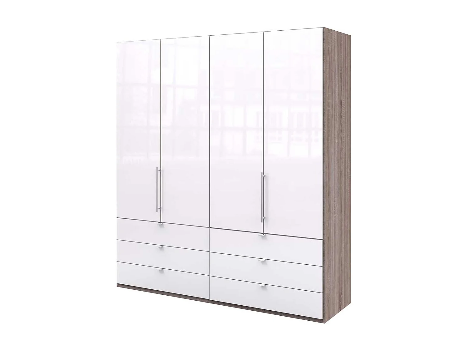 Jugendschrank mit Falttüren und Schubladen Front glasbeschichtet