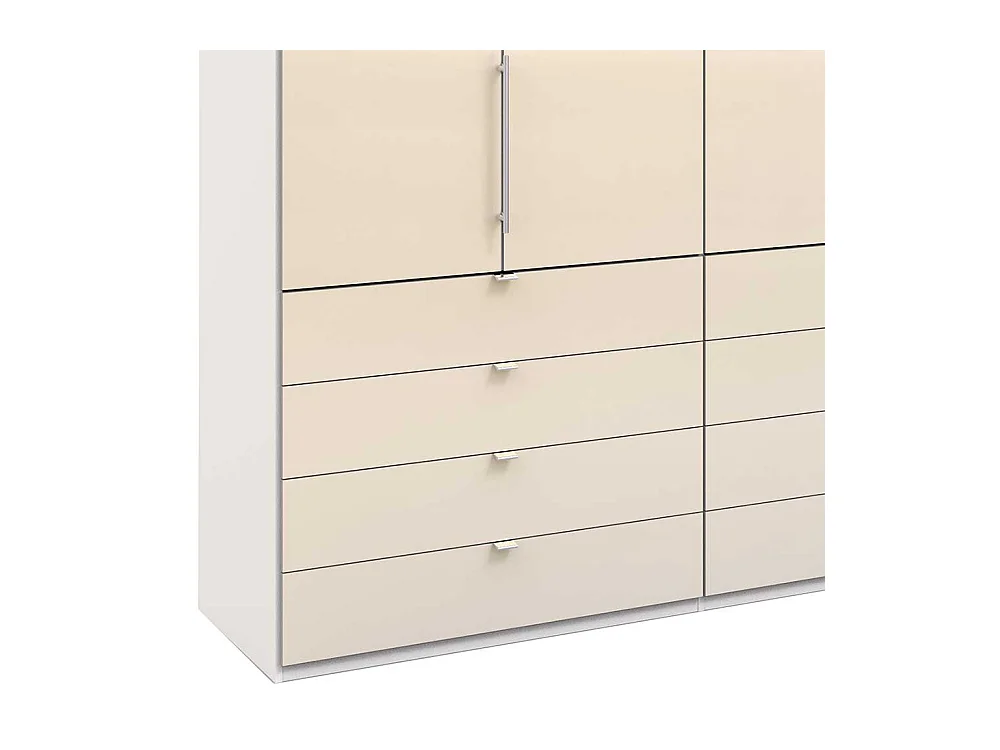 Schlafzimmerkleiderschrank in Creme Weiß Glas beschichtet Falttüren