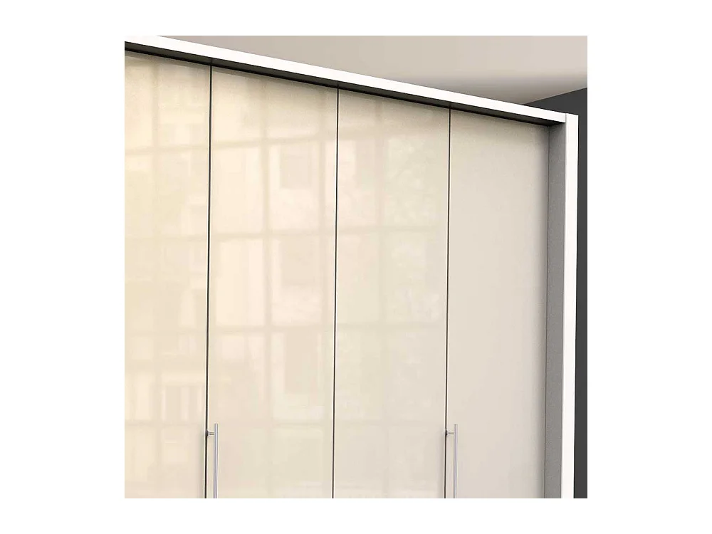 Schlafzimmerkleiderschrank in Creme Weiß Glas beschichtet Falttüren