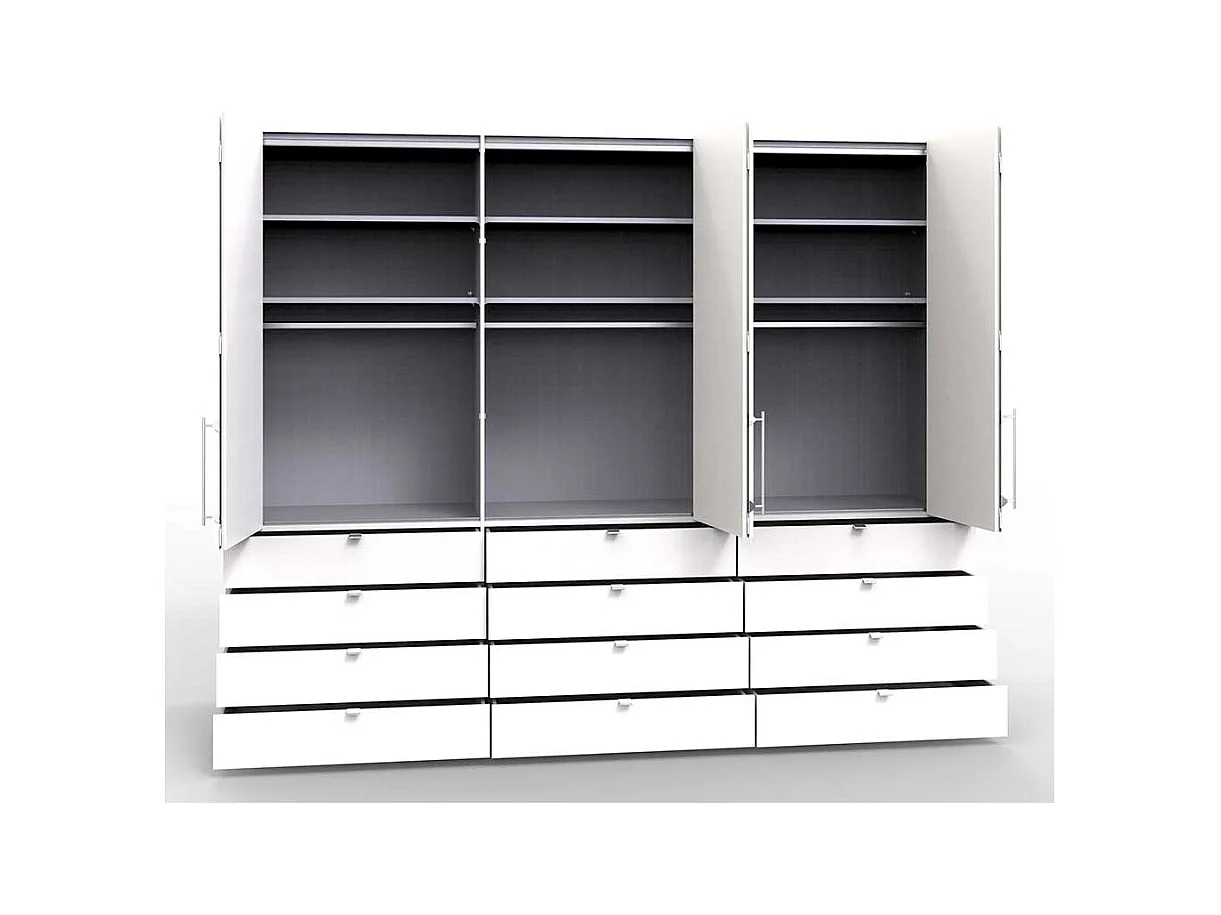 Schlafzimmerkleiderschrank in Creme Weiß Glas beschichtet Falttüren