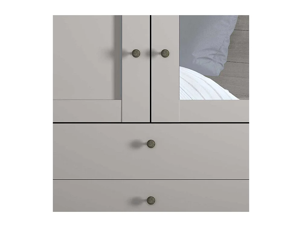 Drehtürenkleiderschrank mit Spiegel in Hellgrau Made in Germany