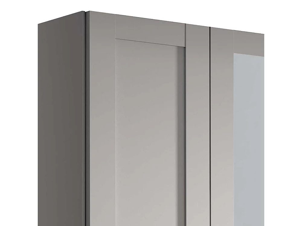 Drehtürenkleiderschrank mit Spiegel in Hellgrau Made in Germany