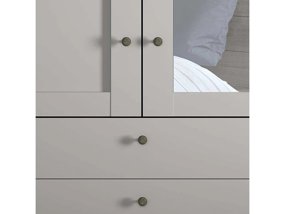 Drehtürenkleiderschrank mit Spiegel in Hellgrau Made in Germany