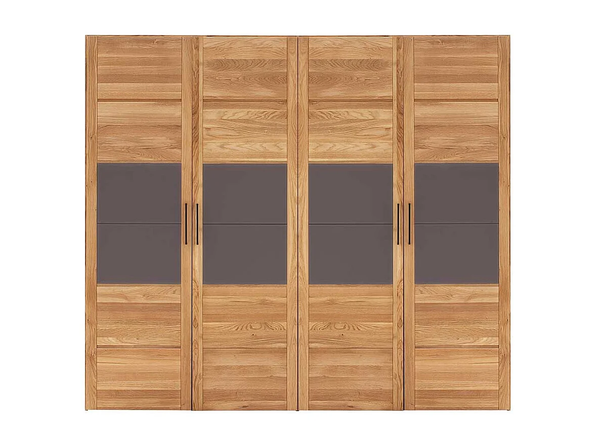 Premium Massivholzschrank aus Wildeiche und Glas 4 Türen
