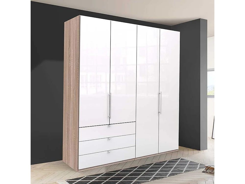 Schlafzimmerkleiderschrank in Weiß Eiche Sägerau 2 türig