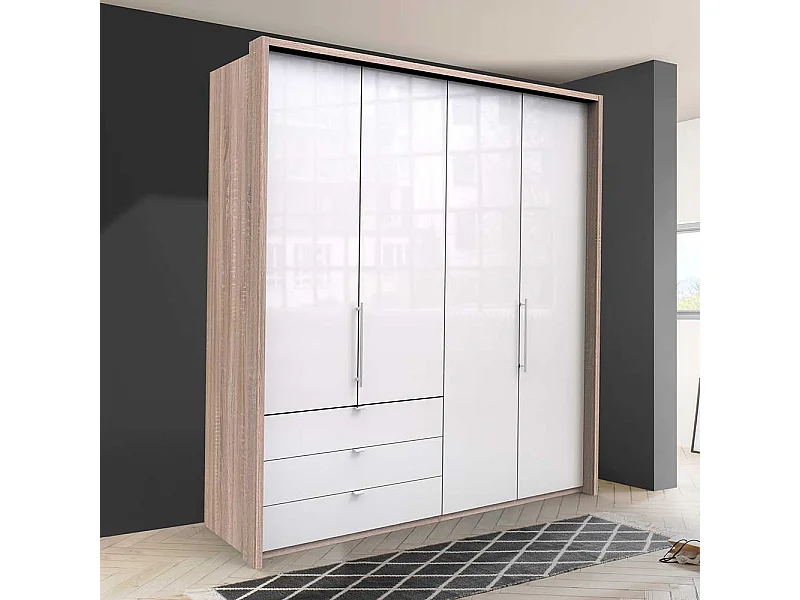 Schlafzimmerkleiderschrank in Weiß Eiche Sägerau 2 türig