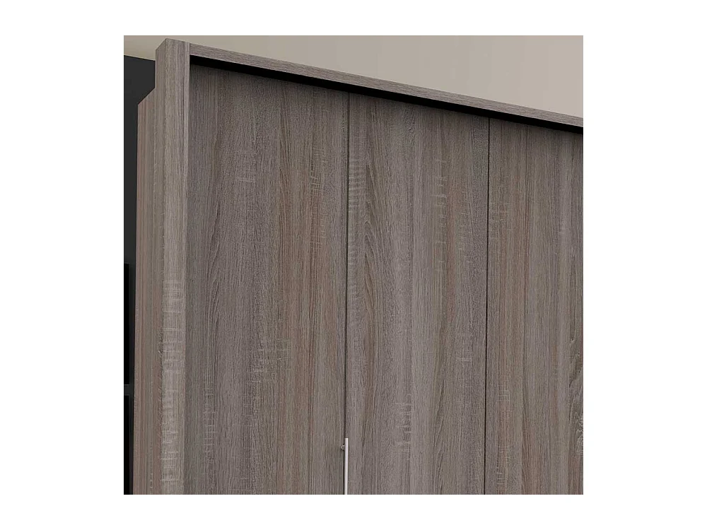 Falttüren Schrank in Eiche Trüffelfarben mit Schubladen