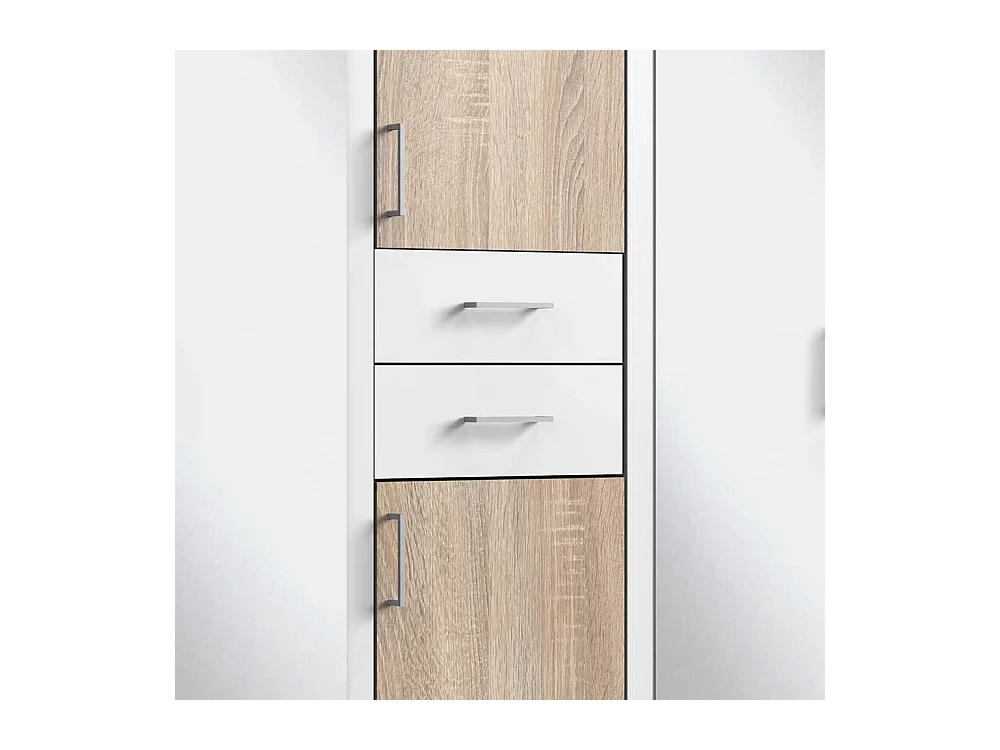 Moderner Drehtürenkleiderschrank in Eiche Sägerau Weiß