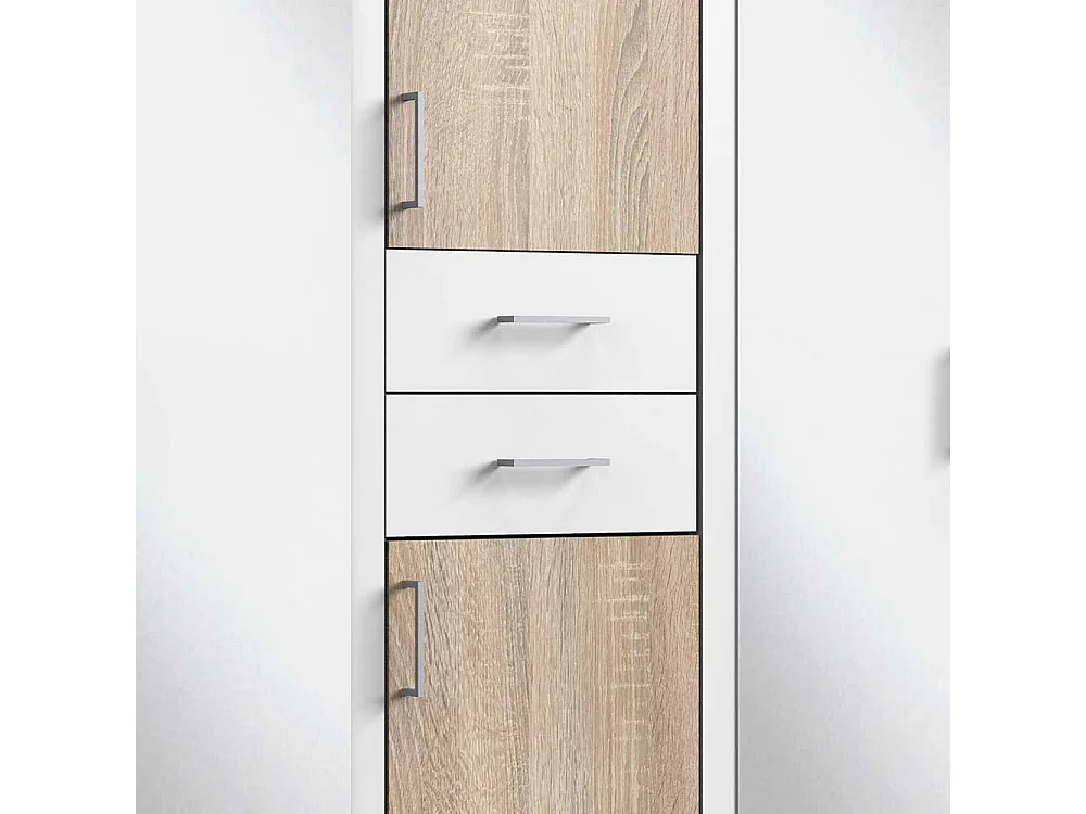 Moderner Drehtürenkleiderschrank in Eiche Sägerau Weiß