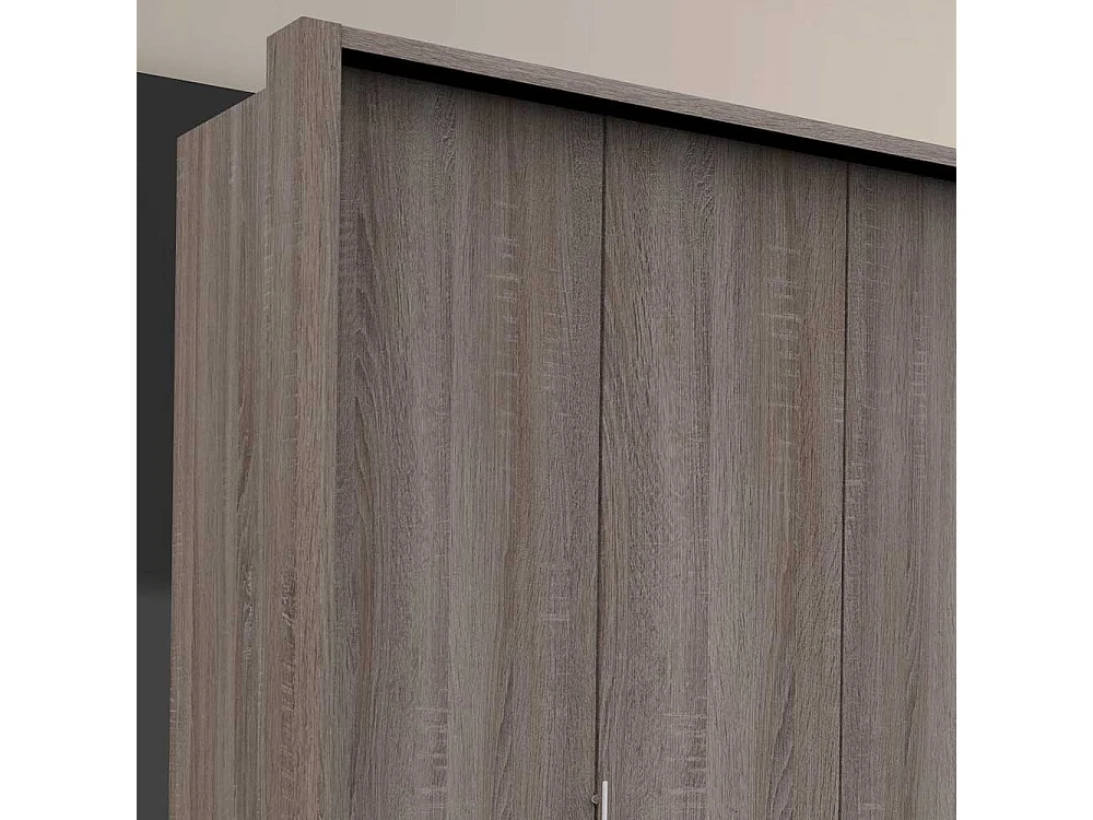 Falttüren Ankleideschrank in Eiche Trüffelfarben 2 türig mit Schubladen