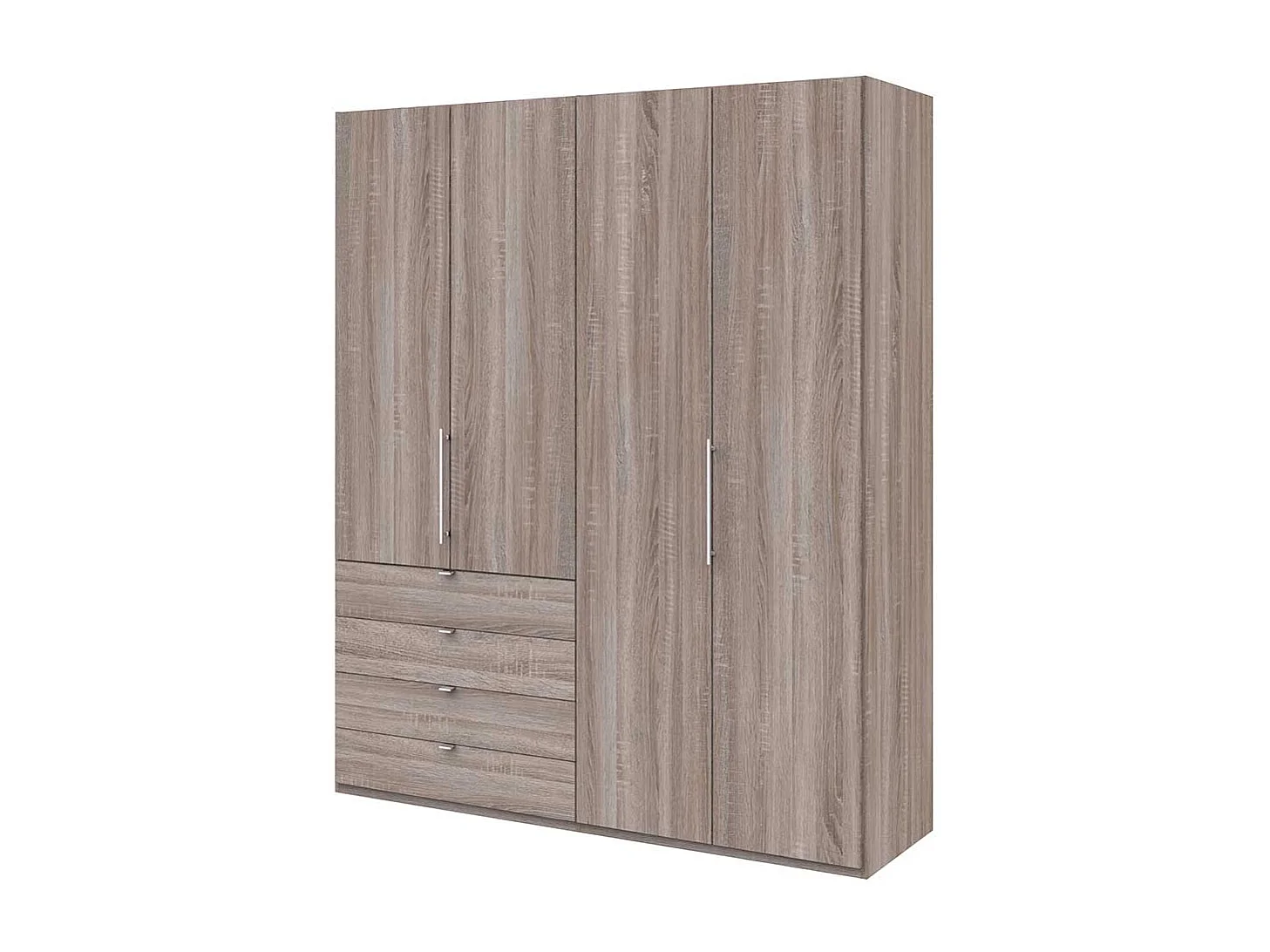 Falttüren Ankleideschrank in Eiche Trüffelfarben 2 türig mit Schubladen