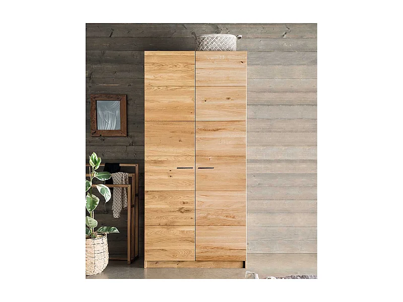Wildeiche massiv Schrank mit Drehtüren 94 cm breit - 197 cm hoch